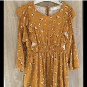 NWT Zara Girls Mustard flower print long sleeve